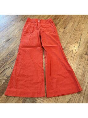 Maeve Anthropology Womens Orange Flare Pants Size 8